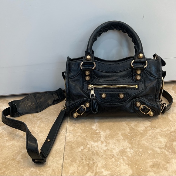 Balenciaga Small City Handbag - black - gold buttons - Picture 2 of 10